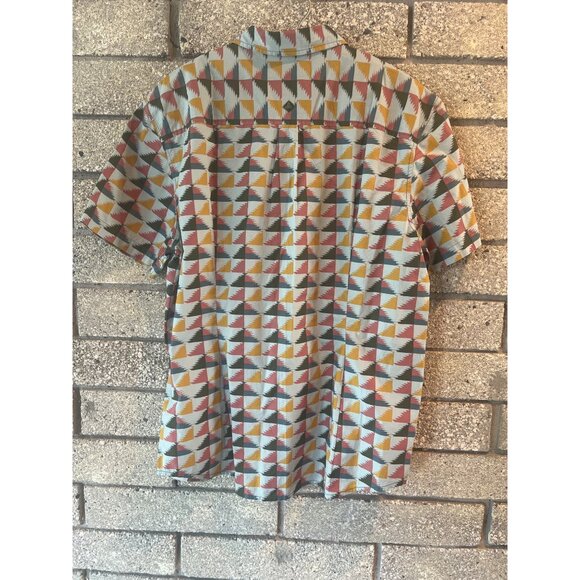 Prana PeacePath Abstract Woven Camp Shirt Mens Organic Cotton Button-Up Shirt Wi - Picture 10 of 11